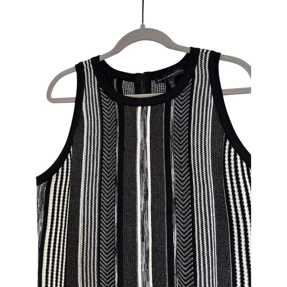 WHBM Women's Sleeveless Knit Top Black White Striped Zip Back XL - Picture 3 of 8